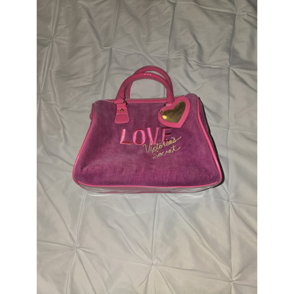 Victoria's Secret Handbags - Victoria's Secret Love magenta faux suede velvet cosmetic bag